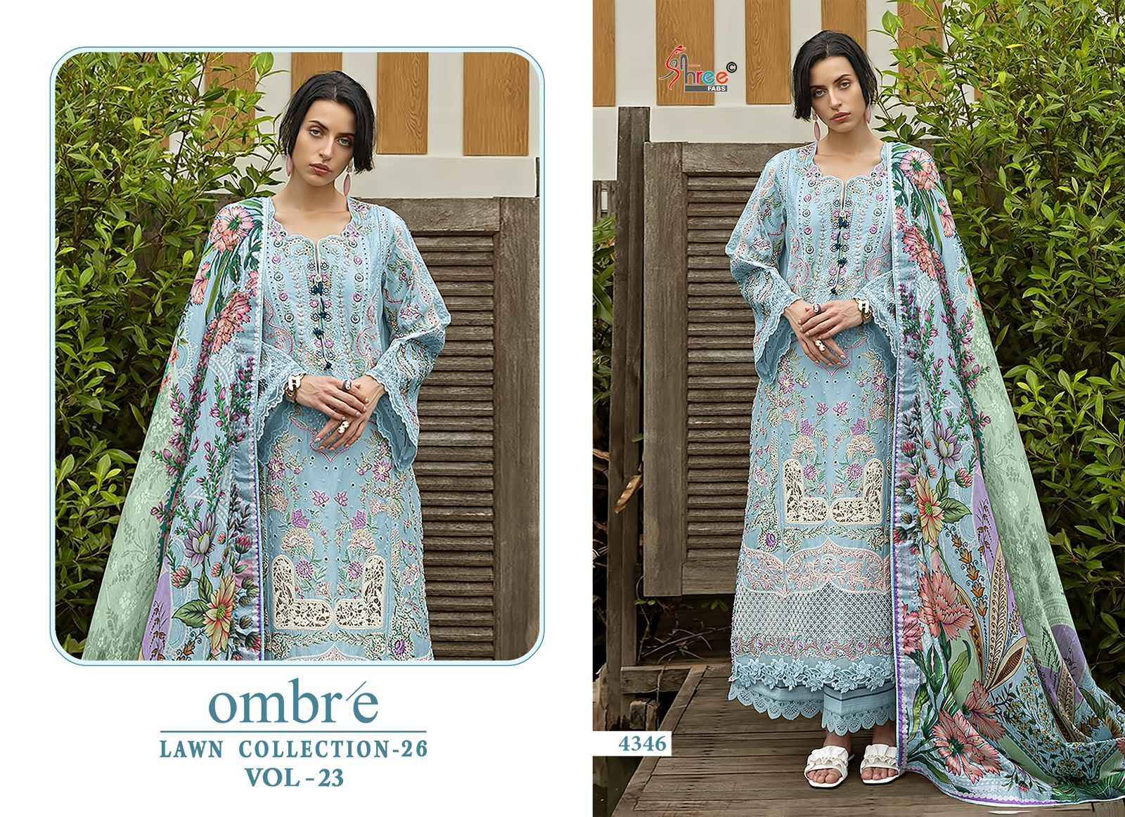 OMBRE LAWN COLLECTION VOL-23 By Shree Fab 4341 to 4346 Series Pakistani Stylish Beautiful Colourful Printed & Embroidered Party Wear & Occasional Wear Pure cotton Dresses At Wholesale Price